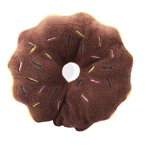 Qukaim Pet Chewing Plush Toy Pet Plush Donut Chewing Toy for Dogs, Interactive Anxiety Reduction Tething Toy, Brown von Qukaim