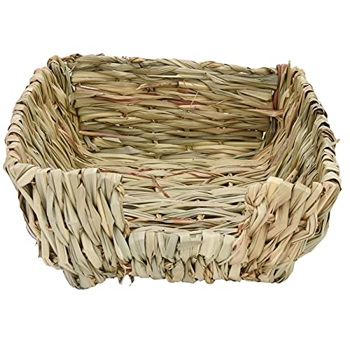 Qukaim Pet Chewing Toy Handcrafted Reed Grass Pet Cave Bed Woven Grass Sleeping Bed for Rabbits, Chinchillas, Cats, Puppies, Hamsters, Natural Pet Bedding, 30x30x25cm von Qukaim