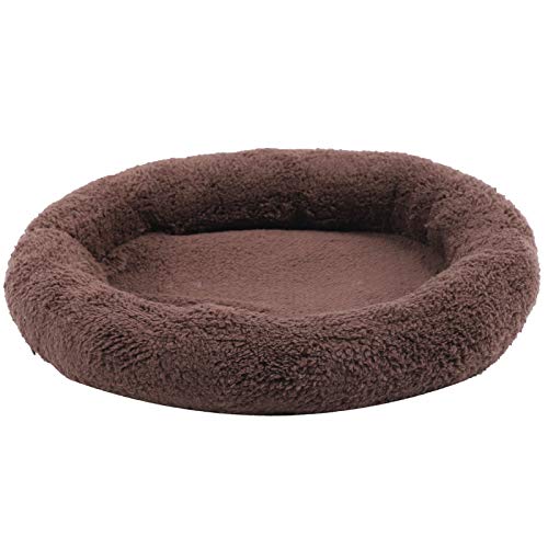 Qukaim Pet Deep Sleep Nest Pet Deep Sleep Nest Soft Breathable Round Bed Cushion for Cats and Dogs, Improved Sleep Design, Medium Size, Brown von Qukaim