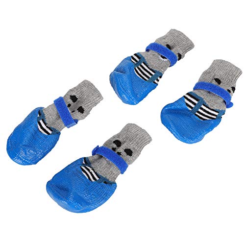 Qukaim Pet Dog Shoes Pet Dog Indoor Anti-Schmutz-Schuhe, 4 Stück, bequemes Klettverschluss-Design, Blau, Größe L, ideal für den Innenbereich, Haustier-Hundebedarf von Qukaim