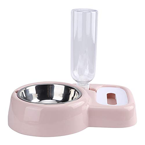 Qukaim Pet Feeder Automatischer Futterspender und Wasserbrunnen, Kunststoff Futternapf für kleine Hunde und Katzen, Rosa, ideal für den Heimgebrauch von Qukaim