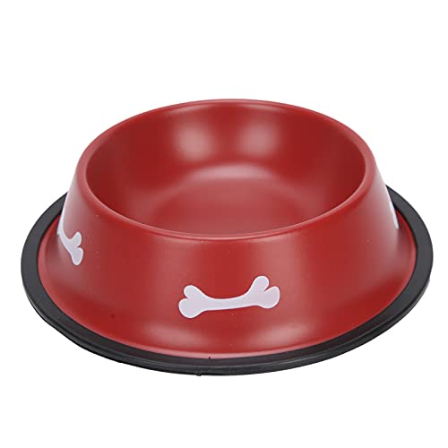 Qukaim Pet Feeder Pet Stainless Steel Bowl, Rutschfester Hundenapf, Heavy Duty Cat Dog Feeder mit süßem Druck, Rot von Qukaim