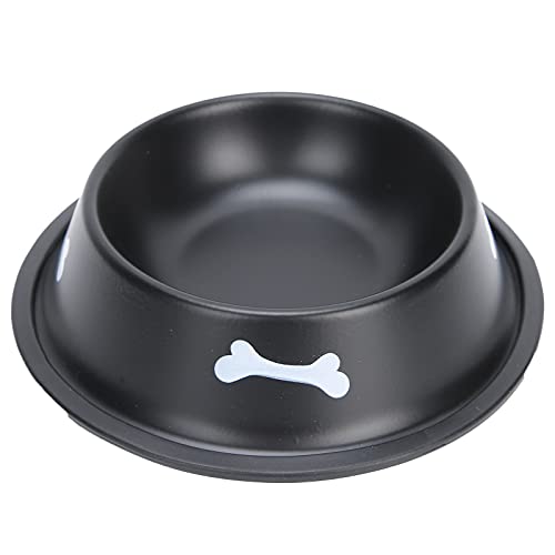 Qukaim Pet Feeder Silikon Anti-Rutsch Faltbarer Futternapf Dual Edelstahl Hund Katze Futterspender Heavy Duty Rutschfest Wassernapf mit süßem Druck Schwarz und Grau von Qukaim