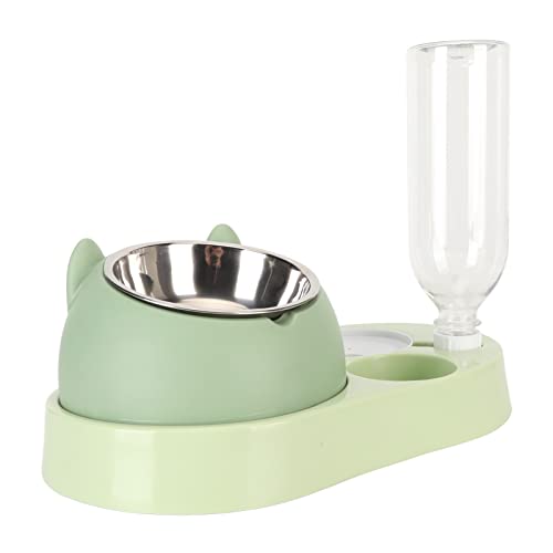 Qukaim Pet Food Feeder Raised Stand Dish Bowls 4 In 1 Stainless Steel Detachable Pet Food Feeder for Cats and Dogs with Siphon Principle, Automatic Water Dispenser, Green von Qukaim