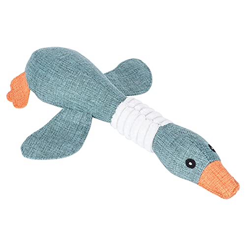 Qukaim Pet Goose Toy Funny Dog Squeaky Goose Chew Toy, TPR Interactive Pet Toy for Teeth Cleaning, Bone Shape, Durable Design, Purplish Blue von Qukaim