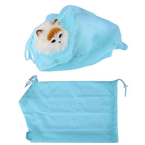 Qukaim Pet Grooming Cat Grooming Bathing Mesh Bag, Pet Shower Washing Tool for Nails Cutting and Ear Cleaning, Sky Blue, Ideal for Cat Restraint and Grooming, 40 x 30 cm von Qukaim