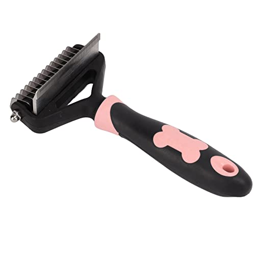 Qukaim Pet Grooming Rake Pet Grooming Rechen Edelstahl Doppelseitiger Tierhaarentferner für Katzen und Hunde Unterhaarrechen Pet Shedding Brush Rosa von Qukaim