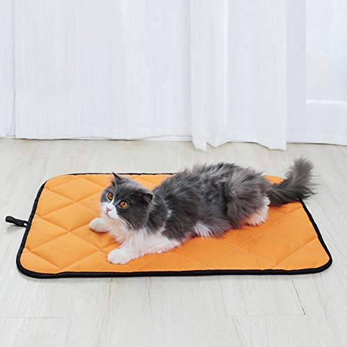 Qukaim Pet Ground Pad Portable Summer Waterproof Pet Sleeping Ground Mat Oxford Cloth Pet Mat for Cats and Dogs, Car Dog Pad, Orange, Medium von Qukaim