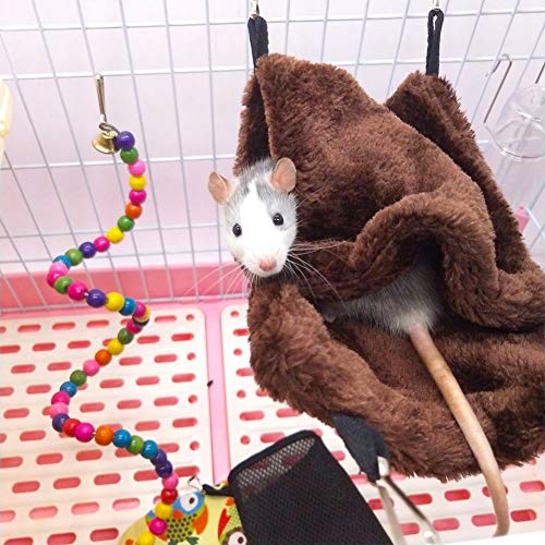 Qukaim Pet Hanging House Flanell Hamster Hängematte Hängebett Nest Schlafsack für kleine Haustiere Eichhörnchen Kaffee S von Qukaim