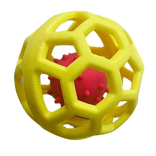 Qukaim Pet Hollow Ball Toy Dog Hollow Ball Toy, Interactive Bite Resistant Chewing Pet Toy for Dogs and Cats, Yellow, Fun Design for Playtime, Ideal for Indoor and Outdoor von Qukaim