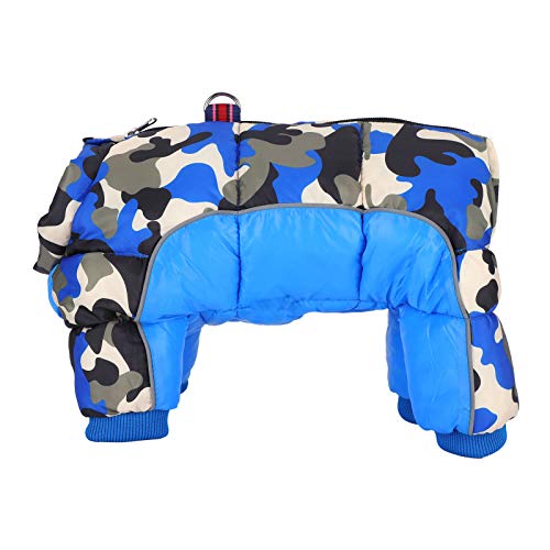 Qukaim Pet Keep Warm Clothes Pet Dog Winter Clothes, Windproof Four Legs Clothing with Back Zipper, Blue Camouflage, Keep Warm Design for Small to Medium Dogs, von Qukaim