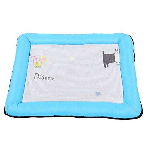 Qukaim Pet Mat Pet Soft Square Cooling Isomatte, XL Eisseide Druck Kissen für Hund und Katze, Bequeme rutschfeste Haustiermatte, 90 x 70 cm, Blau von Qukaim