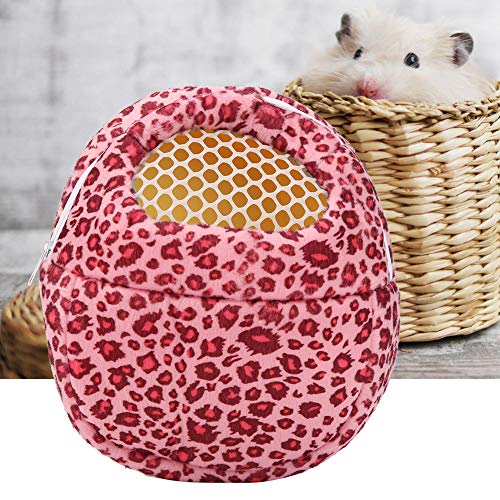 Qukaim Pet Pocket Haustier-Tragetasche, verstellbarer Gurt, kurzer Plüsch, Hamster, Frettchen, Wandertasche, Leopard-Rosa, M, leicht, tragbar, ideal für Outdoor-Abenteuer von Qukaim