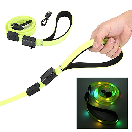 Qukaim Pet Pulling Rope LED Pet Traction Rope, Waterproof USB Charging Dog Leash, Fluorescent Green, Universal Lighting, Pulling Rope von Qukaim