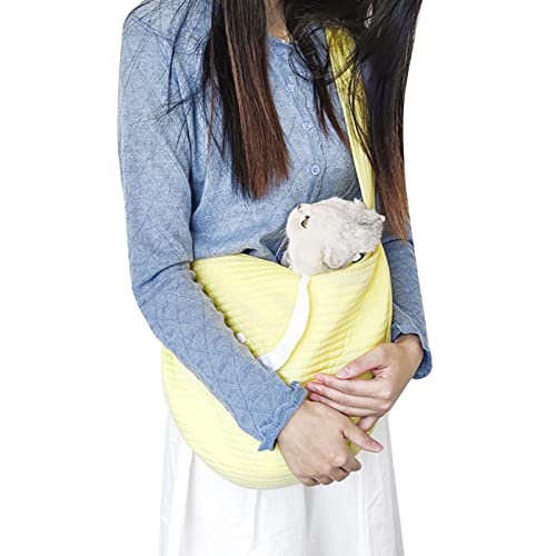 Qukaim Pet Sling Carrier Pet Sling Carrier Portable Canvas Handbag for Small Pets Under 6.5kg, Yellow von Qukaim