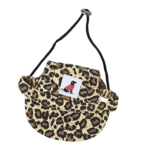 Qukaim Pet Sunbonnet Haustier-Baseballmütze, verstellbare Sommerhund, Outdoor-Sonnenhaube mit 2 Ohrlöchern für Camping und Reisen, Leopardenmuster, Größe S von Qukaim