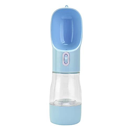 Qukaim Pet Supplies 2-in-1 Haustier-Wasserflasche, tragbare Anti-Auslauf-Hundefutterflasche für Outdoor-Reisen, Blau, Haustier-Wasserspender und Trinknapf von Qukaim