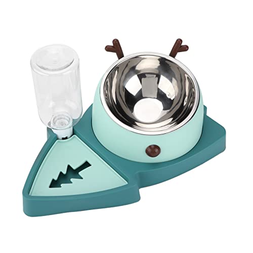 Qukaim Pet Supplies Pet Food Feeder and Automatic Water Dispenser Set, Detachable Stainless Steel Bowl for Small Medium Pets Cat Dog Bowls, Agate Green von Qukaim