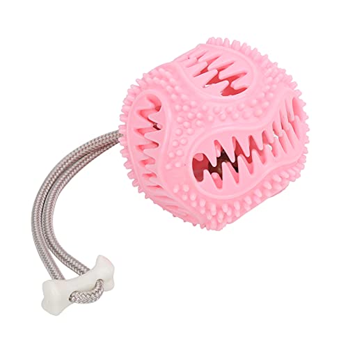 Qukaim Pet Teeth Cleaning Ball Pet Chew Ball Toy, Biss Resistant Dog Tooth Cleaning Ball for Small Medium Large Dogs and Cats, Suction Cup Design, Pink von Qukaim