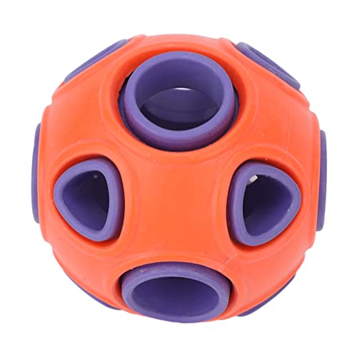 Qukaim Pet Toy Ball Hundespielzeug Ball, Bissfester Gummi Interaktiver Futterspender Ball mit Glocke Sound für Hunde und Katzen, Orange und Lila von Qukaim