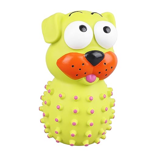 Qukaim Pet Toys Latex-Haustierballspielzeug, interaktives Apportierspiel, Kauspielzeug für Hunde und Katzen, bissfest, Mundreinigung, niedliches prallendes Augen-Design, Gelb und Blau von Qukaim