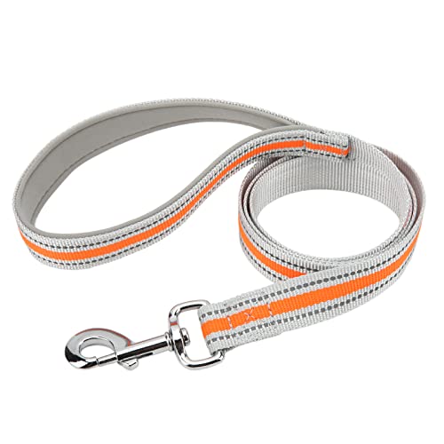 Qukaim Pet Traction Rope Hundeleine, reflektierendes Nylon, 360° drehbarer Haken, gepolsterter Griff, Haustier-Traktionsseil für Spaziergänge und Training, Orange, Größe M von Qukaim