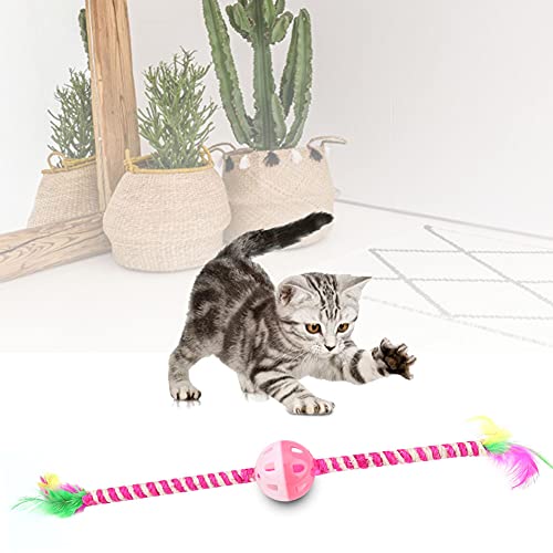 Qukaim Pet Wand Pet Feather Teaser Stick Katze Zauberstab mit Glockenball, interaktives Spielzeug für Katzen und Kätzchen, Rot von Qukaim