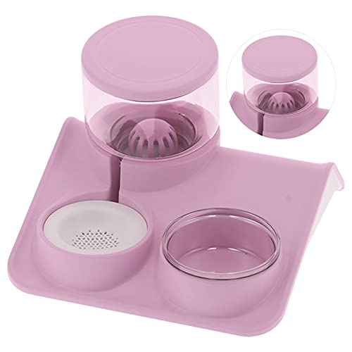 Qukaim Pet Water Dispenser Bowls Set Pet Automatic Water Dispenser and Food Bowl Set, 1.8L, Pink, Detachable Bowl von Qukaim