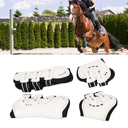 Qukaim Pferde-Frontgamaschen für Pferde, verstellbare atmungsaktive offene Vorderseite, schützende Pferdegamaschen zum Springen, Weiß, M von Qukaim