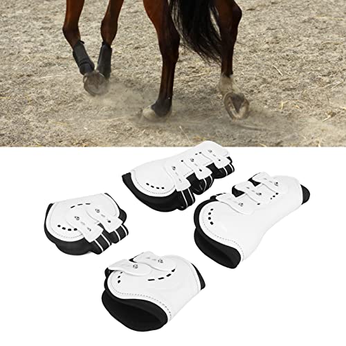 Qukaim Pferde Open Front Boots Horse Tendon Boots 4er Set, Verstellbare Stoßdämpfende Front Hind Streichkappen für Beinschutz, Weiß von Qukaim