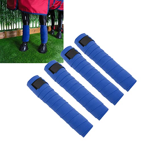 Qukaim Pferdebeinbandage, selbstklebende Fleece-Bandagen, doppelseitig, blau, für Training und Training, 4 Stück von Qukaim