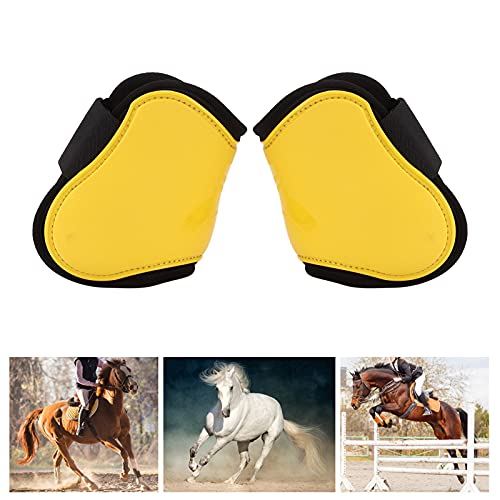 Qukaim Pferdebeinschoner für Pferde, 2 Stück, Hinterbeingamaschen (L), 4 Stück, bequeme und verstellbare Pferdespringstiefel, gelb, Schutzstiefel von Qukaim