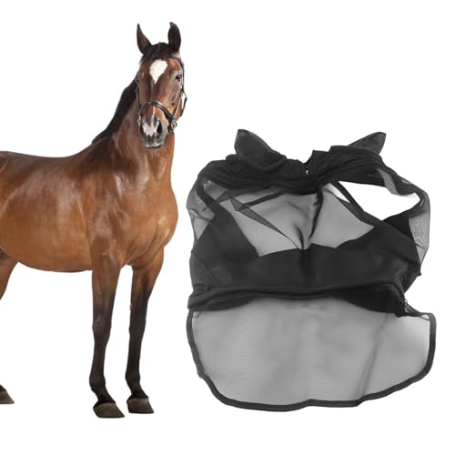 Qukaim Pferdekopfbedeckung mit Nasenabdeckung Pferdefliegenmaske mit Ohren und langer Nase, atmungsaktive Netzpferdekopfabdeckung, insektensicher, Standardgröße von Qukaim