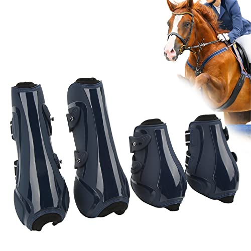 Qukaim Pferdespannenstiefel, Pferdebeinschutzstiefel zum Reiten, PU-Neopren, verdickt, Marineblau, Set L von Qukaim