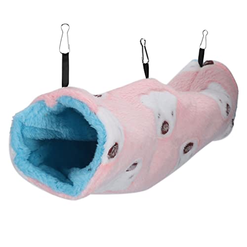 Qukaim Plüsch Hamster Tunnel Nest Hamster Tunnel Baumwolle Nest Kleines Haustier Plüsch Hängendes Kanalhaus Rosa Kleiner Bär Design L Größe Ideal für Hamster und Kleine Haustiere Haustierbedarf von Qukaim