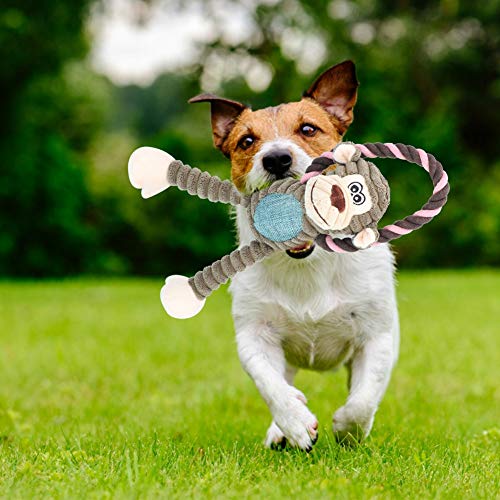 Qukaim Plüsch Hundespielzeug Plüsch Hundespielzeug für Zahnreinigung und interaktives Training, weiches Haustier Kauen und Beißen Spielzeug für Hunde, klingender Affe Design von Qukaim