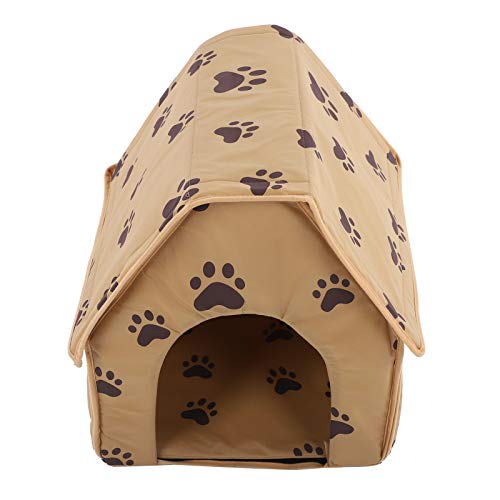 Qukaim Puppy Cat Abnehmbares Waschbares Haus Haustierhaus Faltbares Bett, Kleine Stellfläche Haustierbett Zelt für Welpen und Katze, Abnehmbares und waschbares Haus, Braun, Haustierbedarf von Qukaim