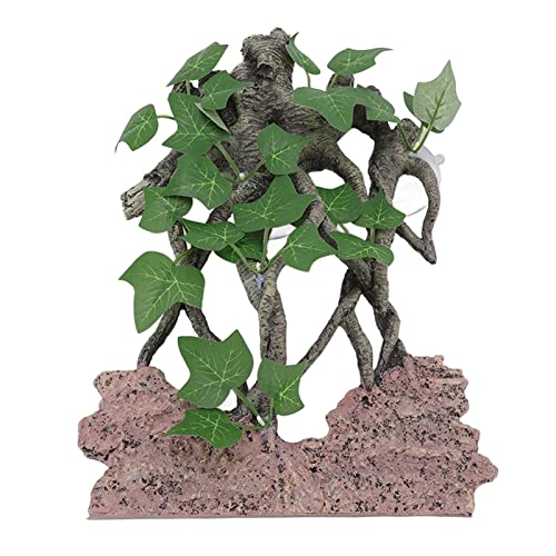 Qukaim Reptilienklettern Baumschmuck Reptilienkletterbaum Deko, hoher Simulationszweig für Terrarium und Aquarium, Aquariumpflanze Deko, Natur-Look, 30cm lang von Qukaim