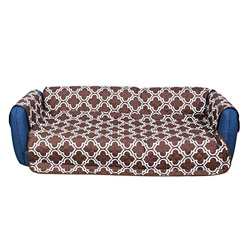 Qukaim Rutschfestes Haustier-Sofa-Kissen, Polyester-Seide, wasserdicht, rutschfest, Haustier-Sofakissen, 3-Personen-Lounge-Matten-Pad, schmutzabweisend, leichter Kaffee-Druck, 167 x 190 cm von Qukaim