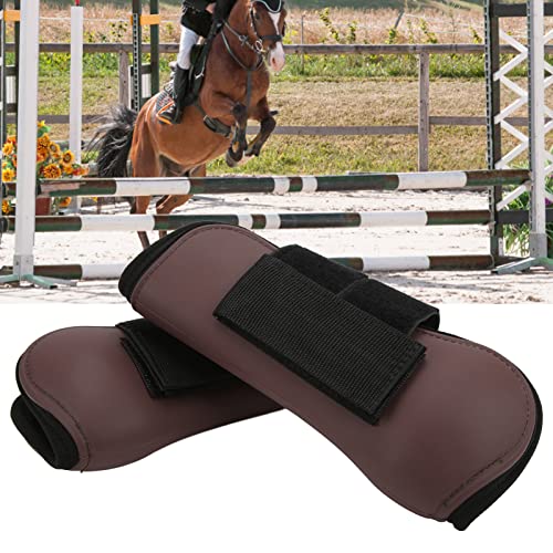 Qukaim Secure Horse Boots Horse Support Boots PU Shell Neoprene Protective Leg Guard for Jumping Hunting Brown Front Leg L von Qukaim