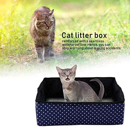 Qukaim Sifting Toilet Box Cat Collapsible Litter Box, Waterproof Foldable Pet Litter Pan for Travel, Portable Sifting Toilet Box, Blue von Qukaim