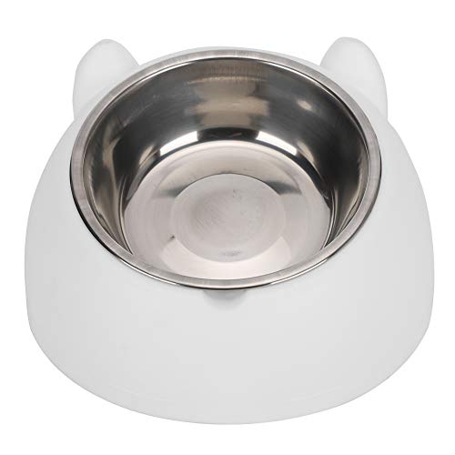 Qukaim Slip Futternapf Edelstahl Haustier Futternapf, Rutschfester Futternapf Katze Hund Futternapf, Weiß, Ideal für Futter und Wasser, 15cm Durchmesser, Leicht zu Reinigen von Qukaim