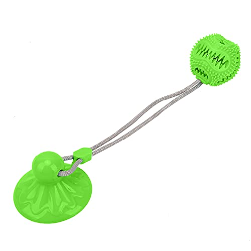 Qukaim Sucker Puppy Chew Toy Suction Cup Dog Chew Rope Toy, Molar Spherical Leaker Sucker Bell Teeth Cleaning Toy for All Dogs, Green von Qukaim