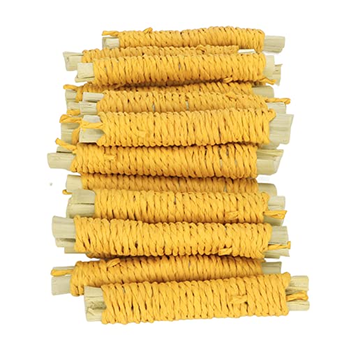 Qukaim Sweet Chewing Sticks Pet Sweet Sticks, 20pcs Chewing Sticks for Rabbit and Hamster, Teeth Grinding and Boredom Relief, Woven Molar Snacks, Yellow von Qukaim