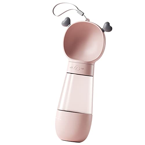 Qukaim Tragbarer Wasserspender für Hunde, tragbare Futterspender, transparenter Wasserspender für Haustiere, 350 ml, 200 ml, niedliches Rosa von Qukaim