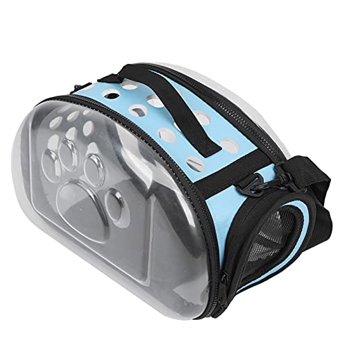 Qukaim Transporttasche für Welpen, zusammenklappbar, transparent, für Katzen, Welpen, Schulterkäfig, blau, für den Außenbereich von Qukaim