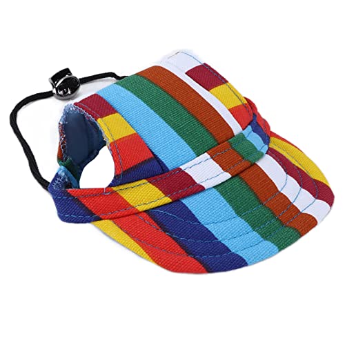 Qukaim Verstellbare Hunde-Baseballkappe, verstellbarer Sonnenschutz, Hut mit Umhängeband für draußen, Hundevisier, Outdoor, Striation L von Qukaim