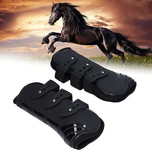 Qukaim Verstellbare Pferdegamaschen für Pferde, 2 Stück, PU-Neopren, schützend, verstellbar, für Sehnen, schwarze Vorderbeine, Größe L von Qukaim