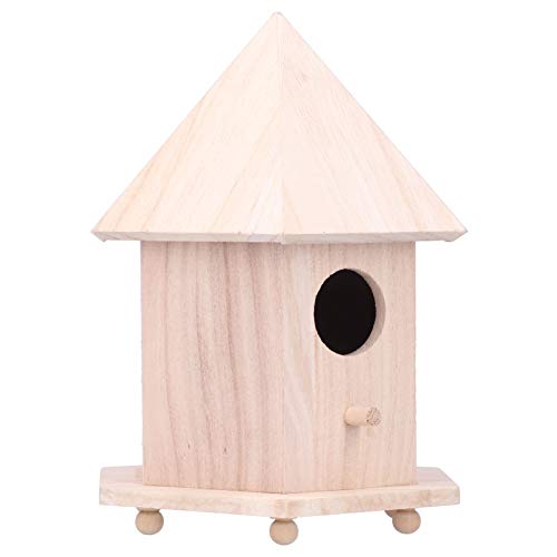 Qukaim Vogelhaus Futterstation Holz Vogelhaus Feeder Nistkasten für Außen Garten Terrasse, Dekorativer Vogelkäfig mit Halterung, Ornamentales Hohl Vogelhaus, Holz Vogelnest von Qukaim