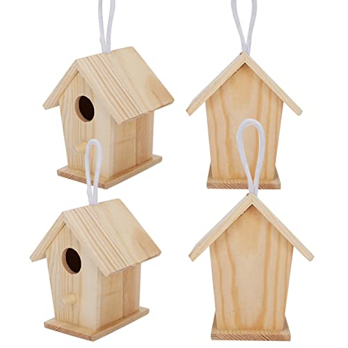 Qukaim Vogelhaus aus Holz, 4 Stück, Mini-Vogelkäfig-Ornament für Garten, Balkon von Qukaim